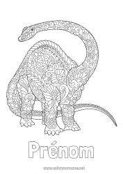 Coloriage à personnaliser Calme et zen Mandala Dinosaures Animal Diplodocus