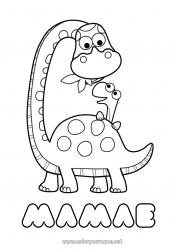 Página de desenho infantil Dinossauros Eu te amo Animal