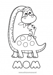 Child coloring page Dinosaurs I love you Animal