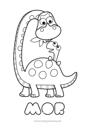 Gratis farvelægning Dinosaurer Jeg elsker dig. Dyr