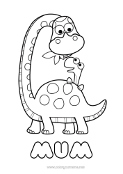 Free colouring Dinosaurs I love you. Animal