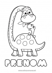 Coloriage gratuit Dinosaures Je t'aime Animal