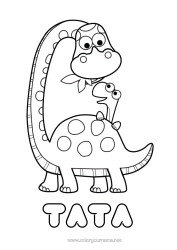 Pagină de colorat gratuită Dinozauri Te iubesc. Animal