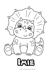 Rysunek za darmo Słodki Dinozaury Zwierzę Triceratops