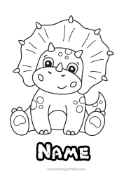 Colouring to customise Cute Dinosaurs Animal Triceratops