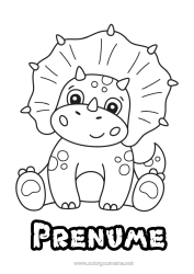 Pagină de colorat gratuită Drăguț Dinozauri Animal Triceratops