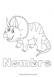 Colorear para personalizar Dinosaurios Animales Triceratops