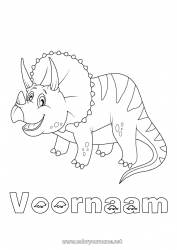 Gratis kleurplaat Dinosaurussen Dier Triceratops