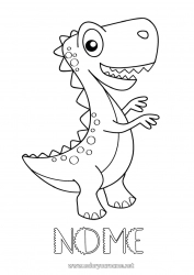 Desenho para personalizar Fofo Dinossauros Animal Tiranossauro