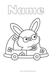 Free colouring Spring Rabbit Vehicles Car Animal Easy colouring pages Forest animals Cars, vans and motorhomes
