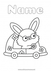 Free coloring Spring Bunny Vehicles Car Animal Easy coloring pages Forest animals Cars, vans, and motorhomes