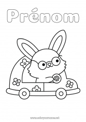 Coloriage gratuit Printemps Lapin Véhicules Voiture Animal Coloriages faciles Animaux de la forêt Voitures, vans et camping-cars