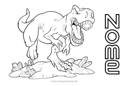 Desenho para personalizar Dinossauros Animal Tiranossauro