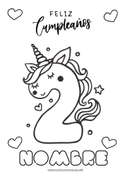 Dibujo libre Cumpleaños Número Unicornio Dibujos fáciles para colorear Mensaje de feliz cumpleaños (inglés) Gran número de edad Dragones, unicornios y animales fantásticos Dos