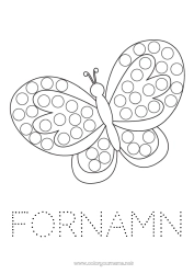 Gratis färgläggning Fjäril Barnaktiviteter Djur Punktmarkörer Insekter