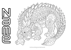 Colouring to customise Calm And Zen Mandala Dinosaurs Animal