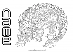 Free drawing Calm and zen Mandala Dinosaurs