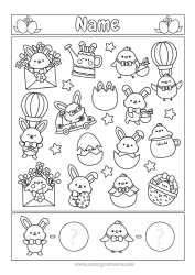Free colouring Figure Spring Children's activities Easter Search and find Count and Colour.