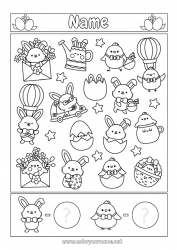 Free coloring Number Spring Children's activities Easter I spy