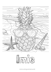 Rysunek za darmo Lato Jedzenie Ananas Owoce Muszle Zwierzęta morskie lub wodne Okulary przeciwsłoneczne