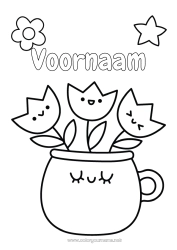 Gratis tekening Bloemen Kawaii Tulp Eenvoudige kleurplaten