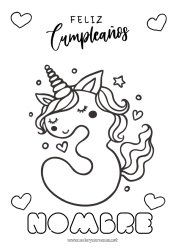 Dibujo libre Cumpleaños Número Unicornio Dibujos fáciles para colorear Mensaje de feliz cumpleaños (inglés) Gran número de edad Dragones, unicornios y animales fantásticos Tres