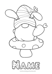 Free colouring Spring Mushroom Gnome