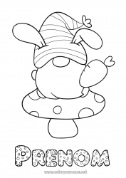 Coloriage gratuit Printemps Champignon Gnome