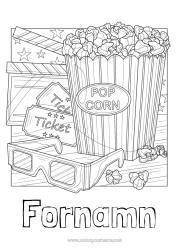 Gratis färgläggning Biograf Popcorn Gottigheter, sötsaker