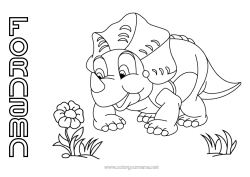 Gratis teckning Dinosaurier Djur Triceratops