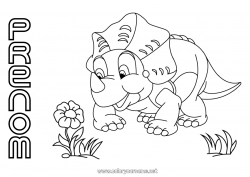 Coloriage à personnaliser Dinosaures Animal Tricératops