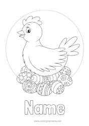Colouring to customise Hen Animal Easter Eggs Easter Farm Animals