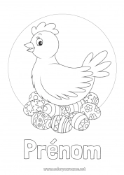 Coloriage à personnaliser Poule Animal Oeufs de Pâques Pâques Animaux de la ferme