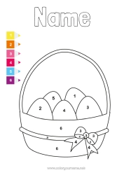 Free colouring Figure Magic colouring books Children's activities Easter eggs Easter Basket Easy colouring pages