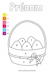 Dessin gratuit Chiffre Coloriages magiques Activités enfants Oeufs de Pâques Pâques Panier Coloriages faciles