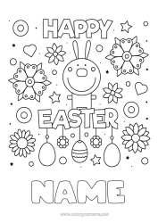 Free colouring Flowers Spring Rabbit Easter eggs Easter Forest animals