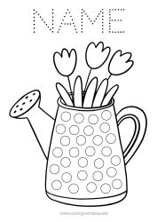 Free colouring Flowers Spring Children's activities Spot markers Tulip