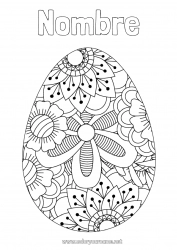 Colorear gratis Flores Calma y zen Mandala Primavera Huevos de Pascua Pascua de Resurrección Gran huevo de pascua Dibujos intermedios para colorear