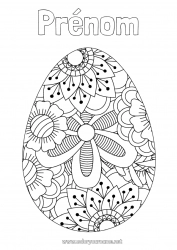 Coloriage gratuit Fleurs Calme et zen Mandala Printemps Oeufs de Pâques Pâques Gros oeuf de Pâques Coloriages intermédiaires