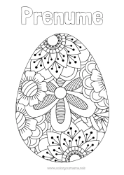 Pagină de colorat gratuită Flori Liniștit și zen Mandala Primăvară Ouă de Paște Paște Ouă mare de Paște Colorează intermediare