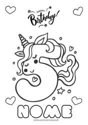 Disegno gratuito Compleanno Numero Unicorno Disegni da colorare facili Buon compleanno (francese) Messaggio Grande numero di anni Draghi, unicorni e animali fantastici Cinque