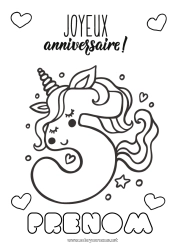 Coloriage gratuit Anniversaire Chiffre Licorne Coloriages faciles Joyeux anniversaire (français) Message Gros chiffre âge Dragons, licornes et animaux fantastiques