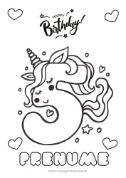 Desen liber de colorat Aniversare Număr Unicornă Desene de colorat ușoare La mulți ani! Număr mare de vârstă Dragoni, unicorni și animale fantastice Cinci