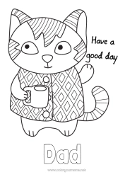Free colouring Cat Animal Café Drink Dogs and cats
