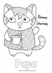 Coloriage enfant Chat Animal Café Boisson Chiens et chats