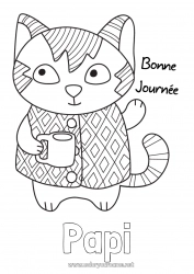 Coloriage enfant Chat Animal Café Boisson Chiens et chats