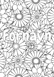 Gratis fargelegging Blomster Dekorert navn Solsikke Margrethe Komplekse fargelegginger Dekorativ bakgrunn