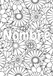 Colorear gratis Flores Nombre decorado Girasol Margarita Dibujos complejos para colorear Fondo decorativo