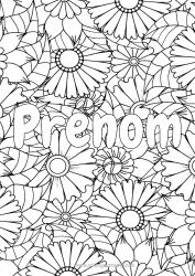Coloriage gratuit Fleurs Nom décoré Tournesol Marguerite Coloriages complexes Fond décoratif