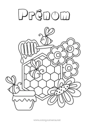 Coloriage gratuit Fleurs Abeille Insectes